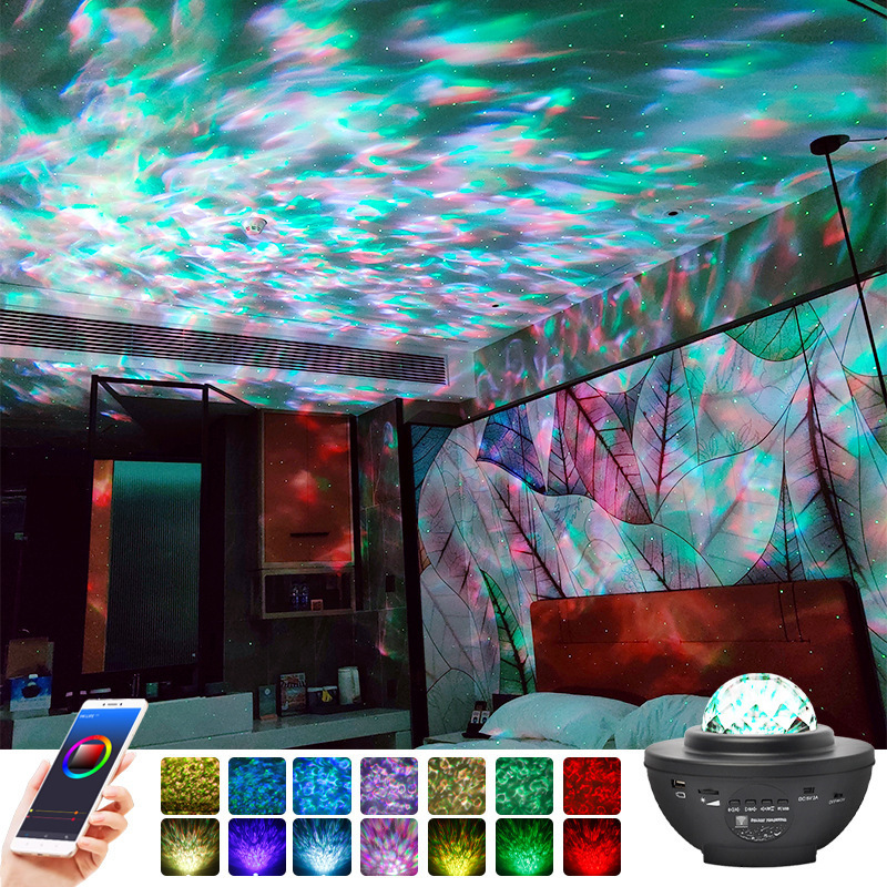 Led Starry Sky Star Galaxy Projector Night Light with Bluetooth-Speaker For Home Bedroom Decoration Child Kids Present