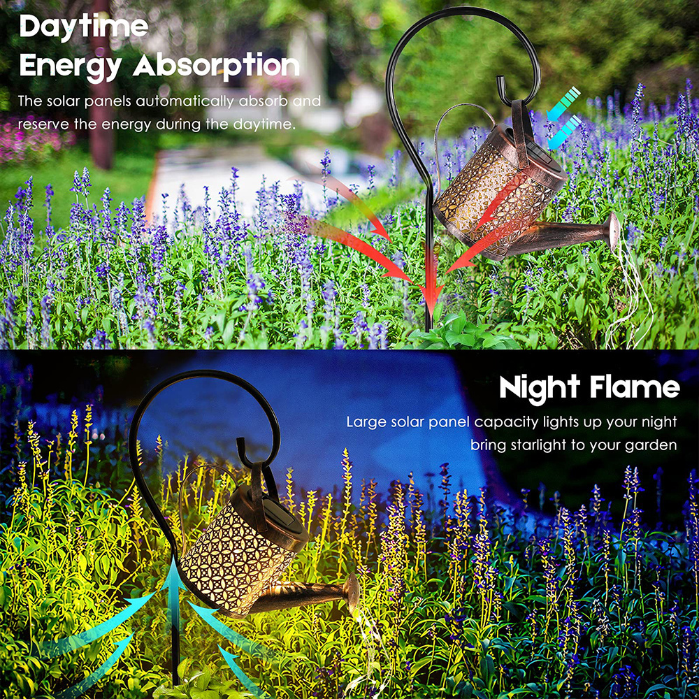 Solar Watering Can Light Hanging Waterproof Flower Light Outdoor Yard Porch Lawn Backyard Landscape Solar Decorative Light