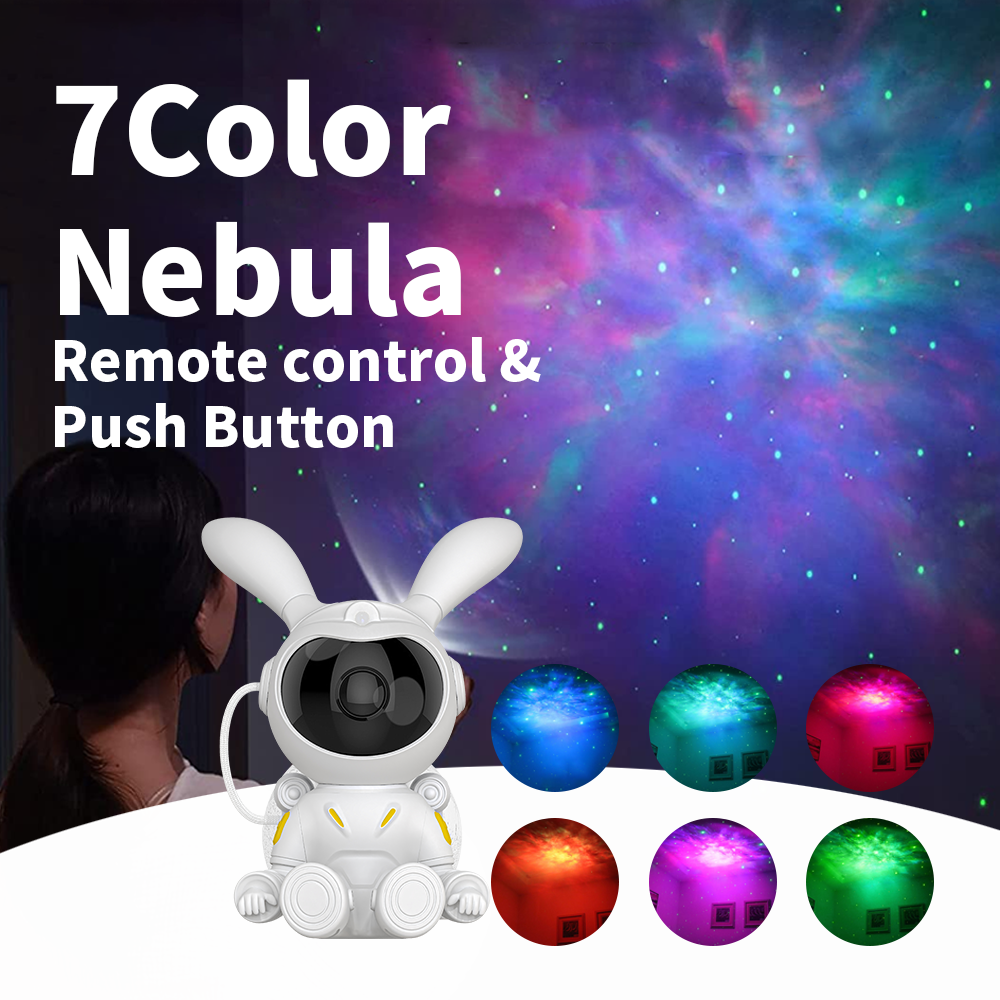 New 2023 Creative Bunny Astronaut Galaxy Projector Moon Light Star Sky Starry Projector Light Children Gift Night Light