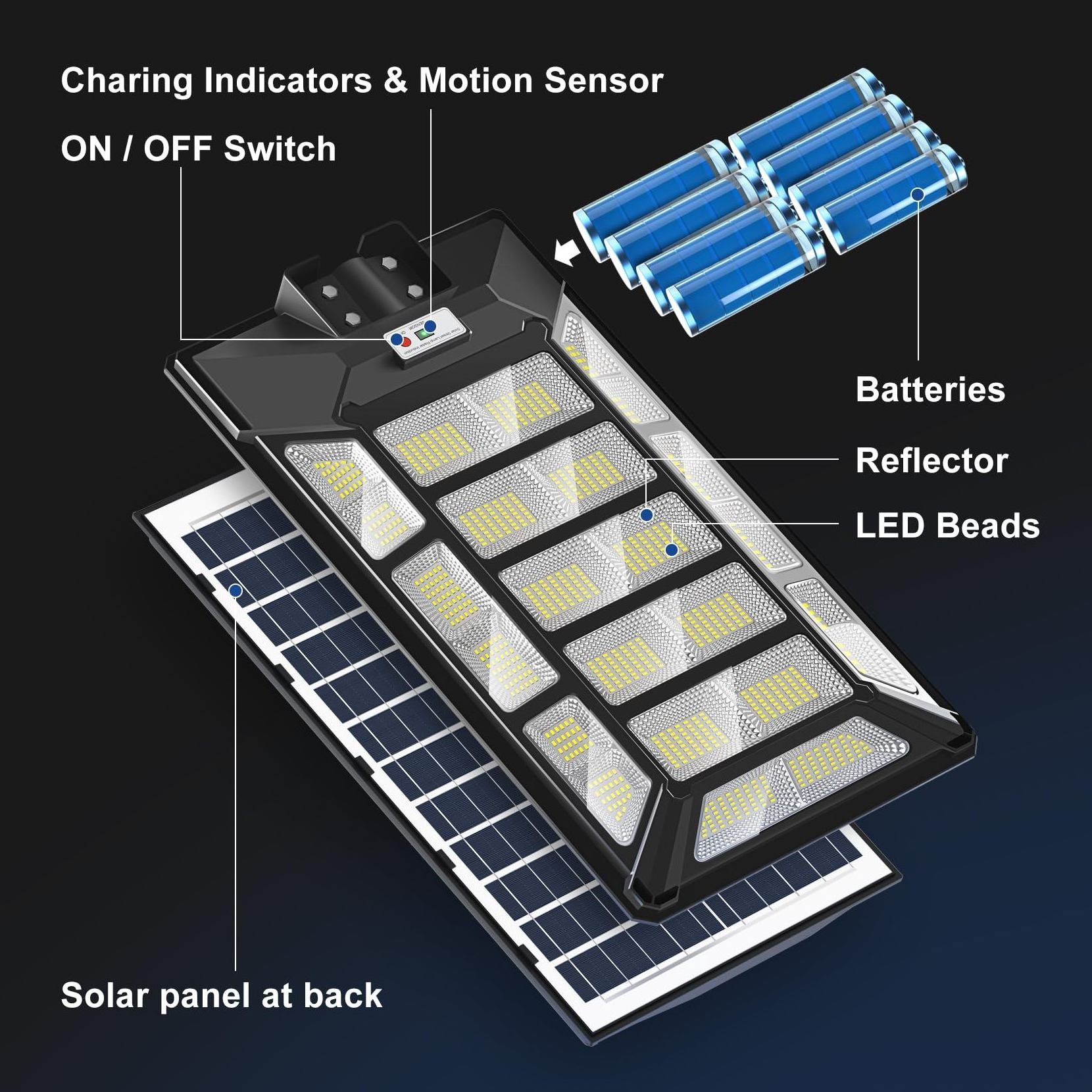 High Watt All in one Solar Street Lights Outdoor Solar Lamp IP66 Waterproof Solar Flood Light with Remote Control