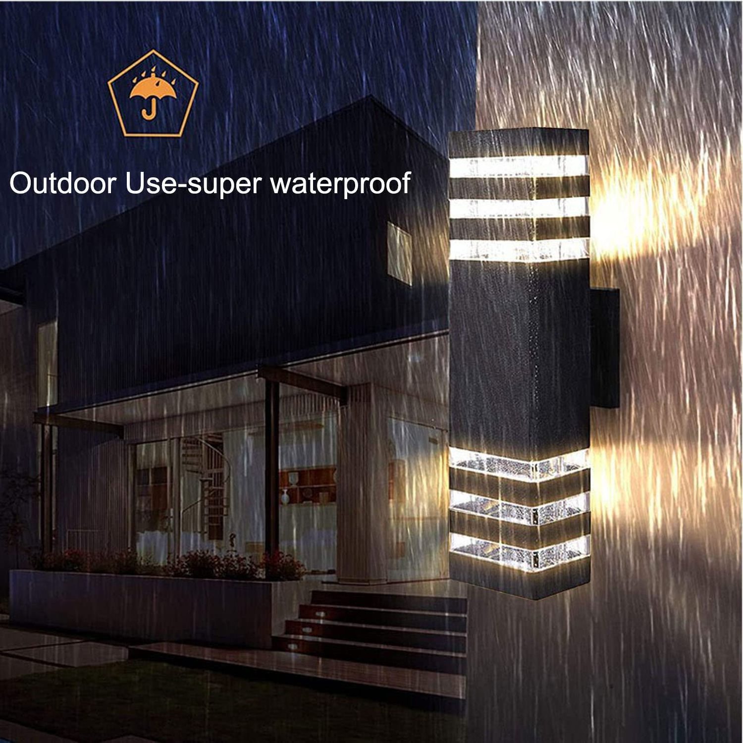 Up Down Square LED Wall Light Home Outdoor Decor Waterproof Aluminum Wall Lamp for Yard Porch Corridor Balcony Lights