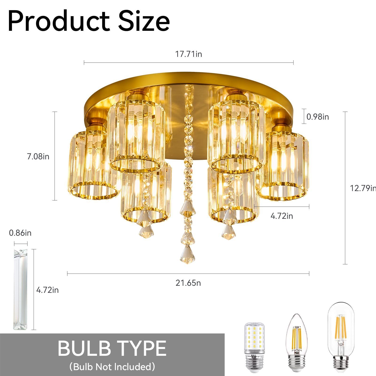 Vantone New Trend Modern Led Chandelier Light Gold Crystal Modern Light Fixture for Living Room Dining Flush Mount Ceiling Light