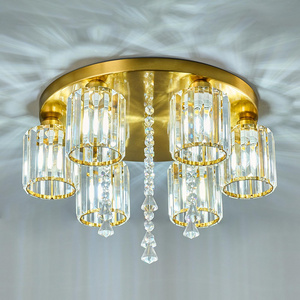 Vantone New Trend Modern Led Chandelier Light Gold Crystal Modern Light Fixture for Living Room Dining Flush Mount Ceiling Light