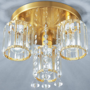 Semi Flush Mount Chandelier Ceiling Light Gold Crystal Modern Light Fixture bedroom Bathroom Foyer Flush Mount Ceiling Light