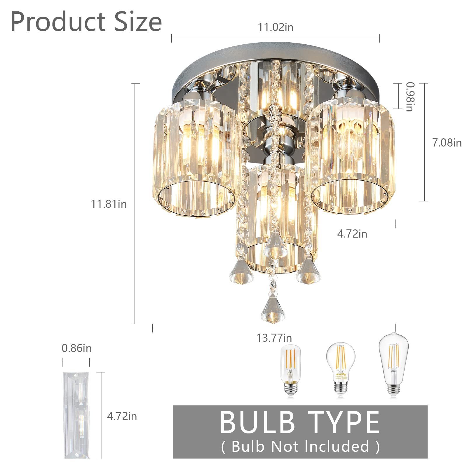 Supports Placing Order Directly Silver Luxury Crystal 3 Leds Chandelier Pendant Light Home Hotel Villa Room Ceiling Light