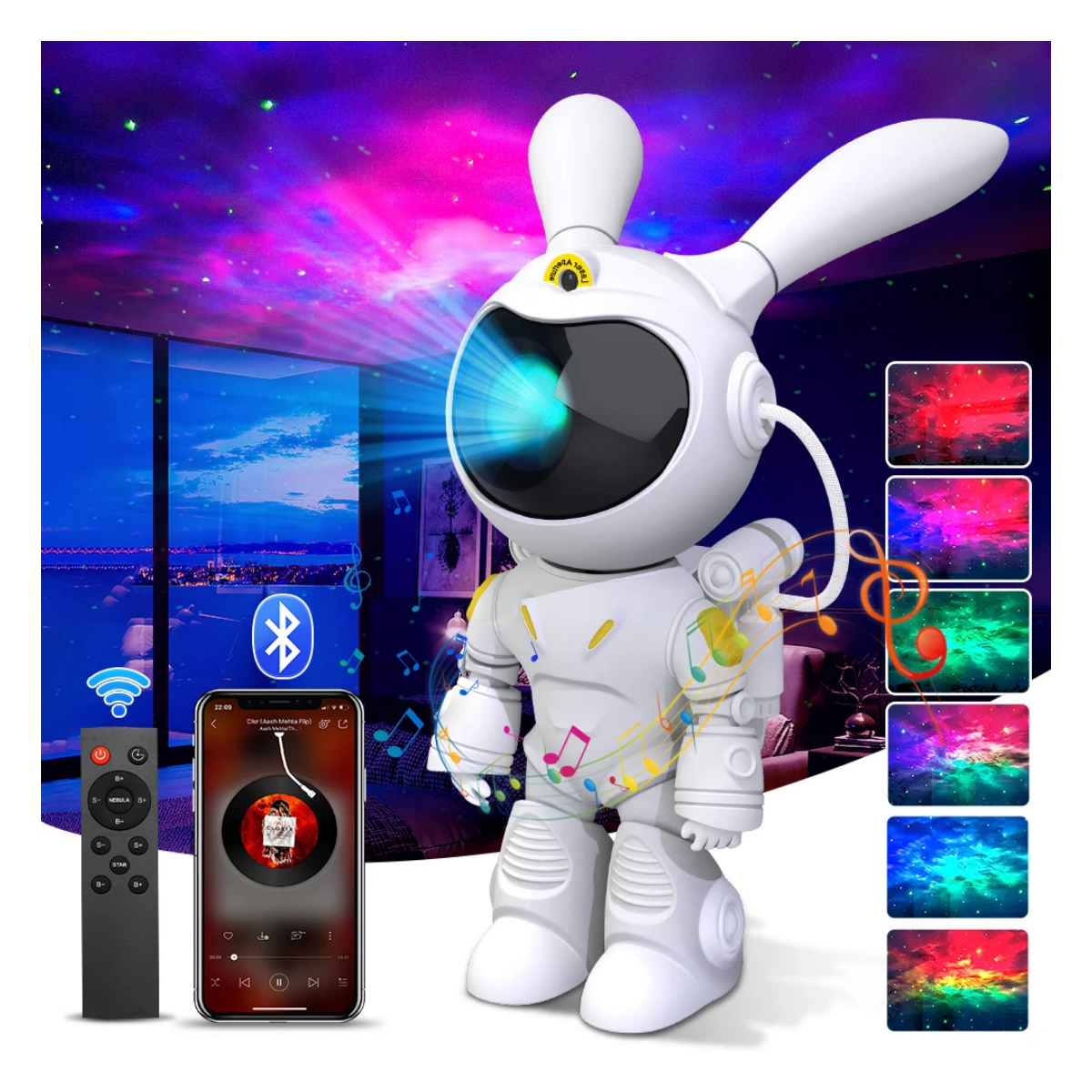 Galaxy Star Projector LED Night Light Starry Sky Rabbit Astronaut Projectors Lamp For Decoration Bedroom Home Decorative Gift