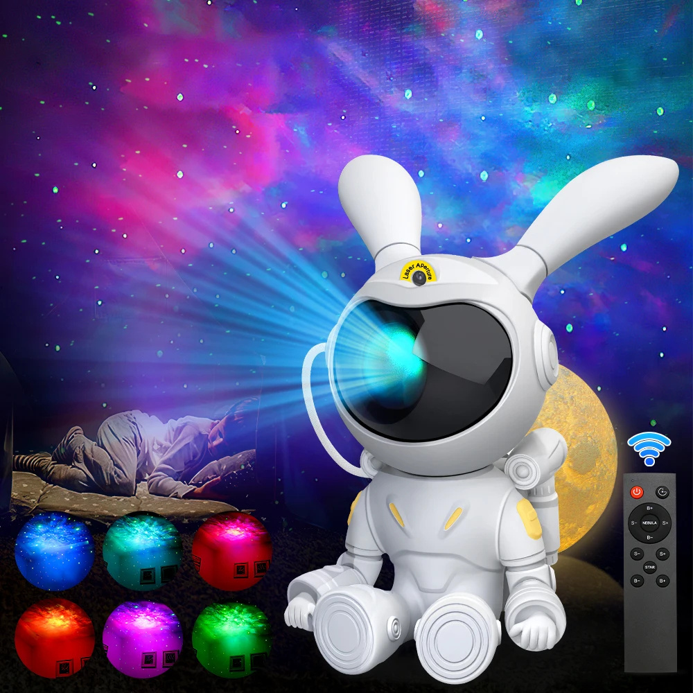 Galaxy Star Projector LED Night Light Starry Sky Rabbit Astronaut Projectors Lamp For Decoration Bedroom Home Decorative Gift