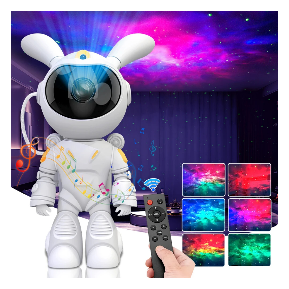 Galaxy Star Projector LED Night Light Starry Sky Rabbit Astronaut Projectors Lamp For Decoration Bedroom Home Decorative Gift