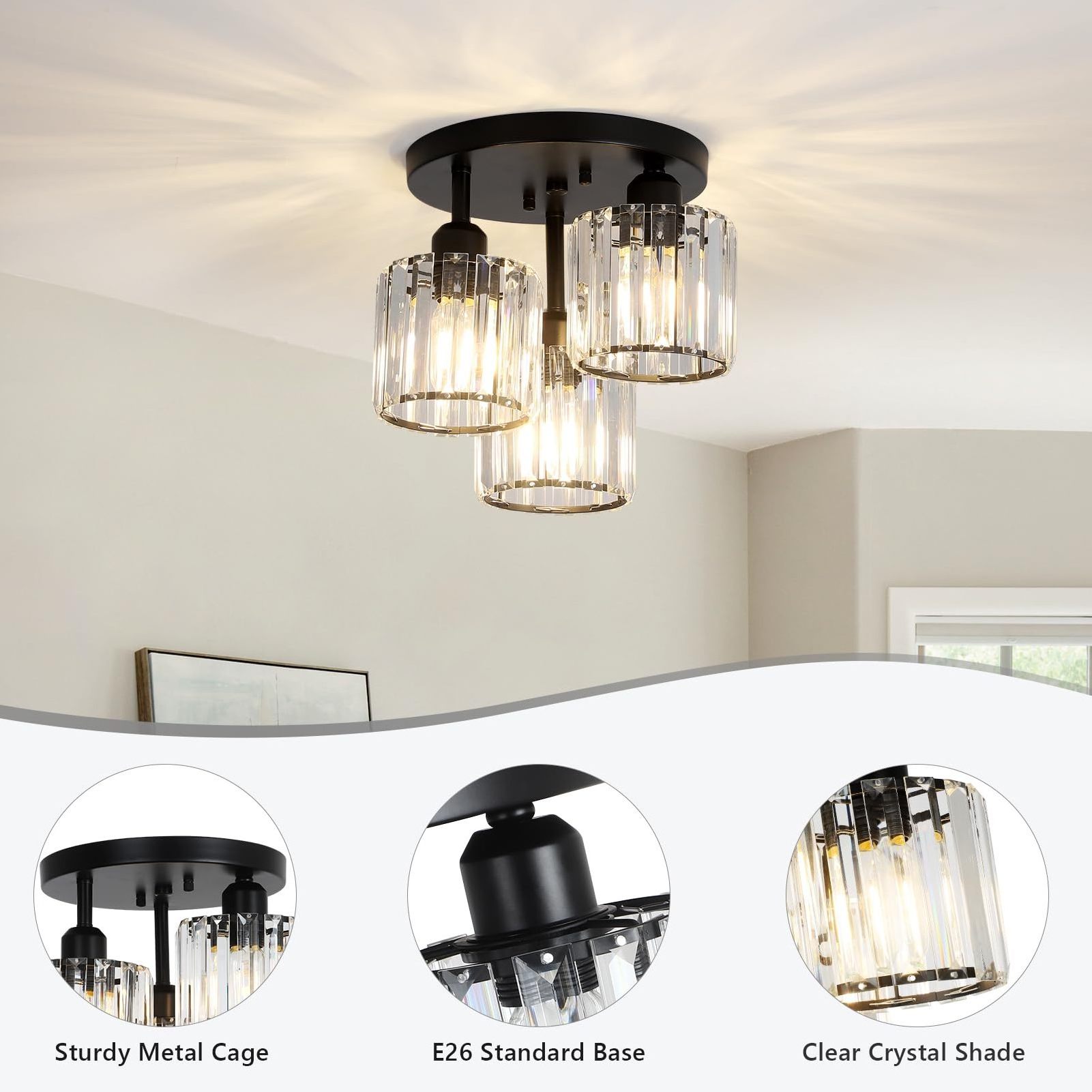 Modern Chandelier Crystal Ceiling Light LED Chandelier Light Fixture Chandelier for Living Room Bedroom Dinning Room Lights