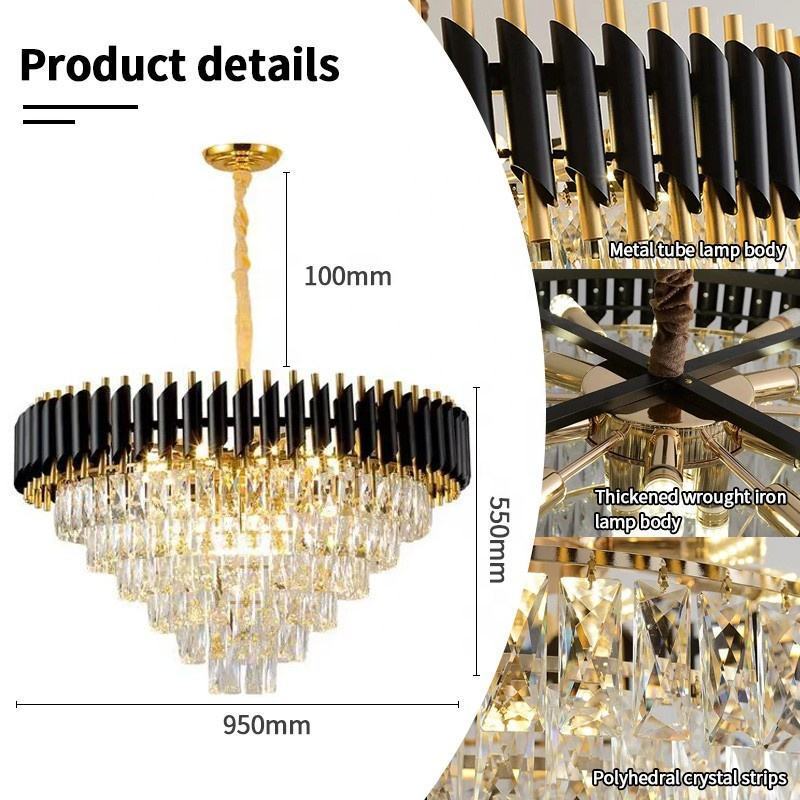 Modern Chandeliers Crystal Lights Indoor Decorative Pendant Lamp For Home Dining Room Gold Round Energy Saving Hanging Lighting