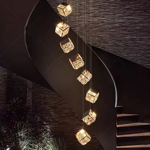 VANTONE Chandelier Stainless Steel Ceiling Modern Gold Luxury K9 Crystal Chandelier for Stair Pendant Lamp