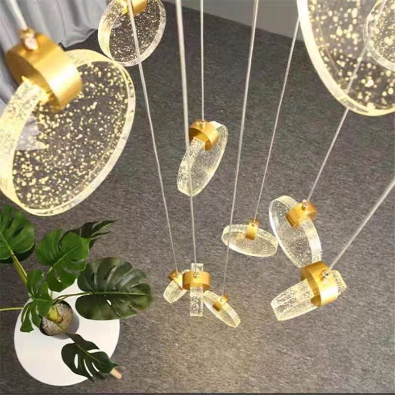 Gold Adjustable Foyer Modern Chandeliers Entryway High Led Ceiling Staircase Chandelier for Dining Room Bedroom Living Room