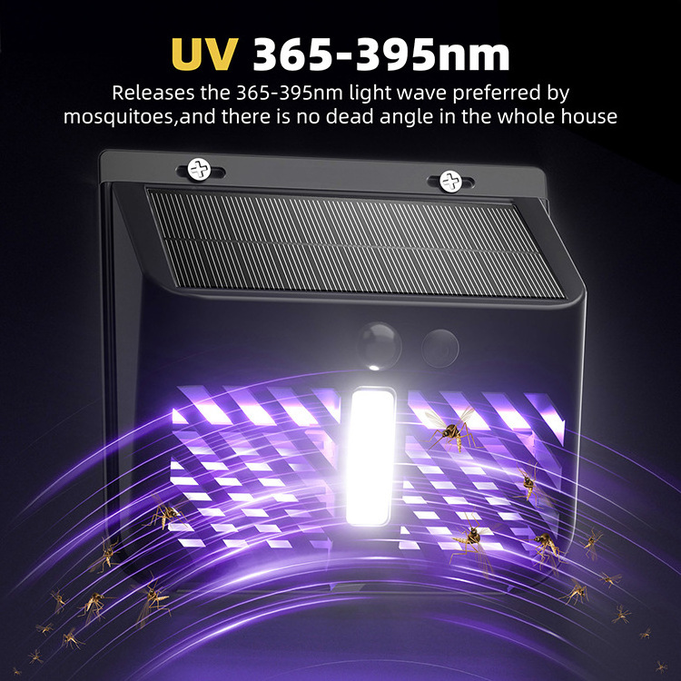 VANTONE Anti Mosquito Solar Bug Zapper 2 in 1 Mosquito Killer Lamp Outdoor Indoor Solar Motion Sensor IP65 Waterproof Lights