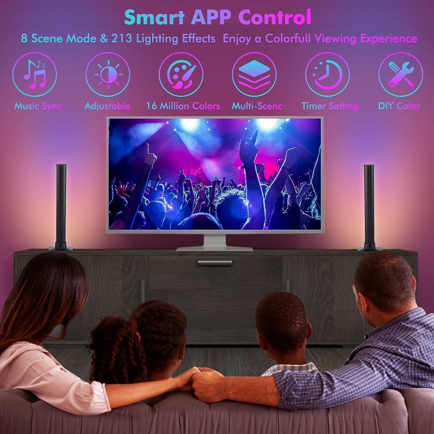 2 Pack Smart Remote Control Led Light Rgb Light Bars Gaming Lights Bar With Scene Modes And Music Modes