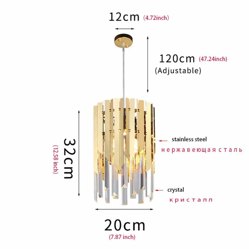 Modern Golden Round Stainless Steel Pendant Light Kitchen Island Lighting Luxury Chandelier Pendant Lights