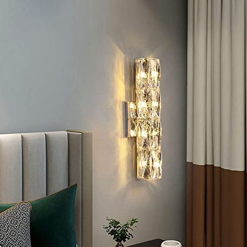 Modern Crystal Wall Lamp Living Room Bedroom Aisle Golden Chrome Color Beautiful Interior Lighting Background Glass Lamp