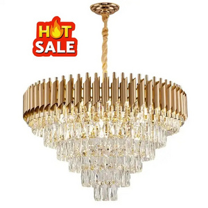 Vantone Round indoor luxury ceiling chandelier black gold LED home modern crystal Chandeliers & Pendant Lights