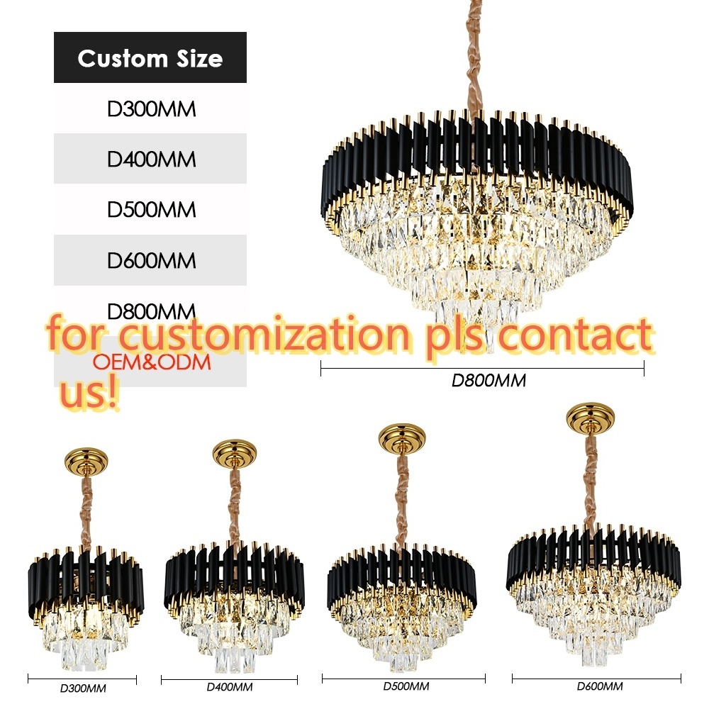 Modern Chandeliers Crystal Lights Indoor Decorative Pendant Lamp For Home Dining Room Gold Round Energy Saving Hanging Lighting