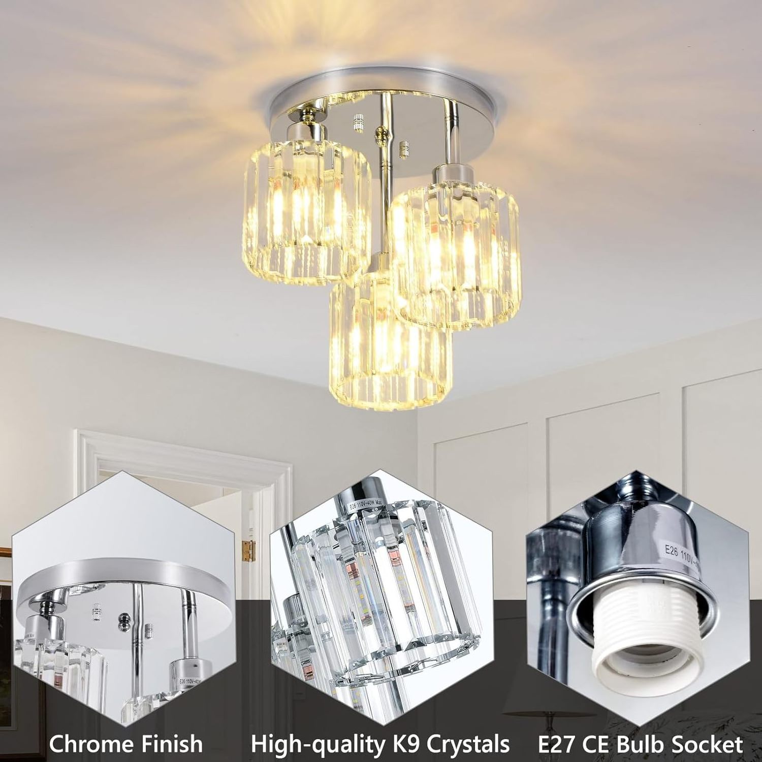 Nordic European Hotel Pendant Light Kitchen Island Ceiling Light Fixtures Modern Living Room Crystal Chandelier Pendant Light