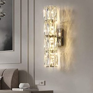 Modern Crystal Wall Lamp Living Room Bedroom Aisle Golden Chrome Color Beautiful Interior Lighting Background Glass Lamp