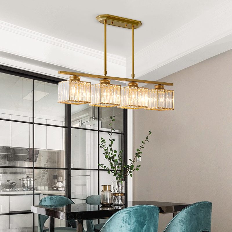 Modern K9 Chandelier for Dinning Room Luxury European Style Indoor Aluminium Crystal Pendant Light Kitchen Island