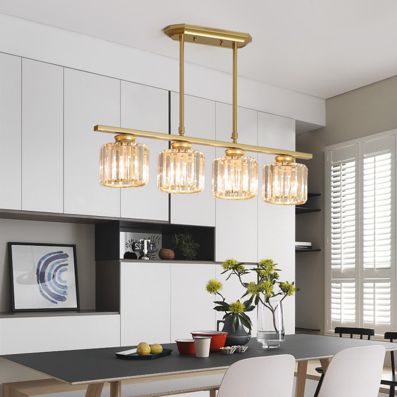 Modern K9 Chandelier for Dinning Room Luxury European Style Indoor Aluminium Crystal Pendant Light Kitchen Island