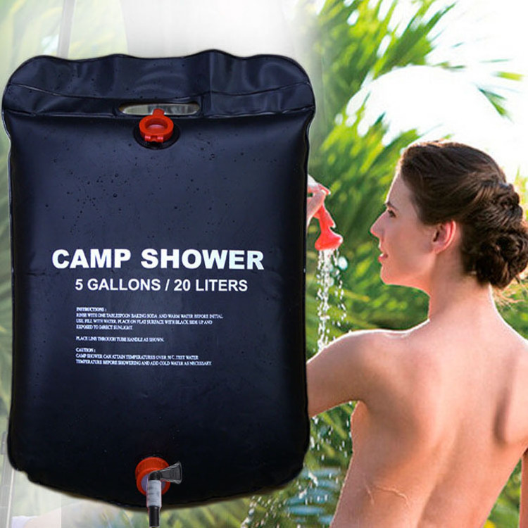 Portable Eco Beach Ultralight Travel Hike Heating Shower 5 Gallons Hot Water Pipe Bag Outdoor Solar Camping Shower Bag