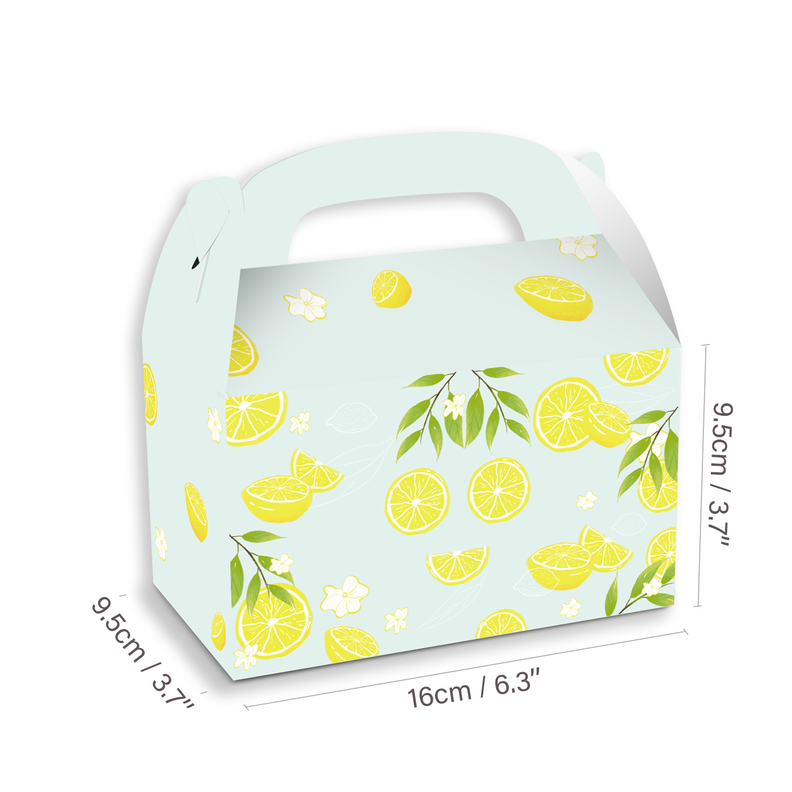 Yellow Lemon printed Design Party Foldable Kids Goodies Dessert Boxes Kraft Paper Gift Boxes