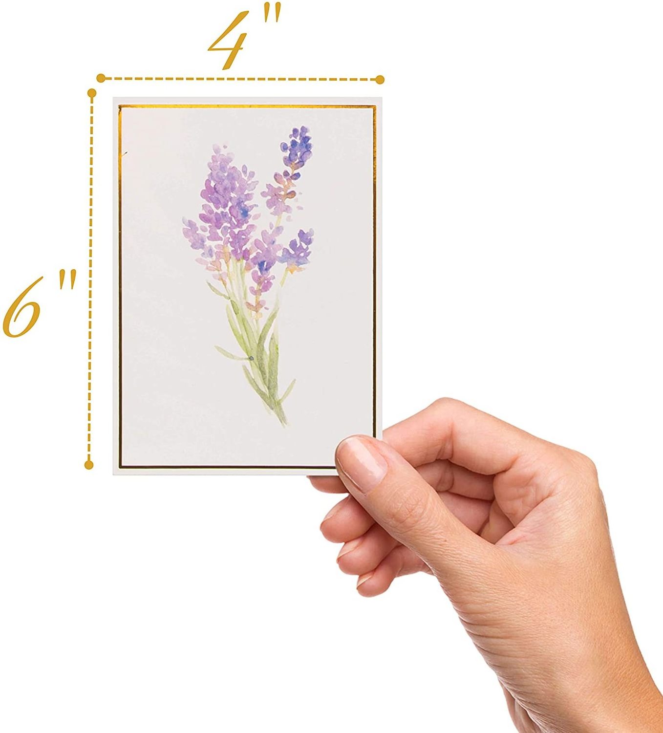 40 Artistic Watercolor Floral Blank Note Cards Custom Printed Greeting Cards Gold Foil All Occasion Cards with Matching Stickers