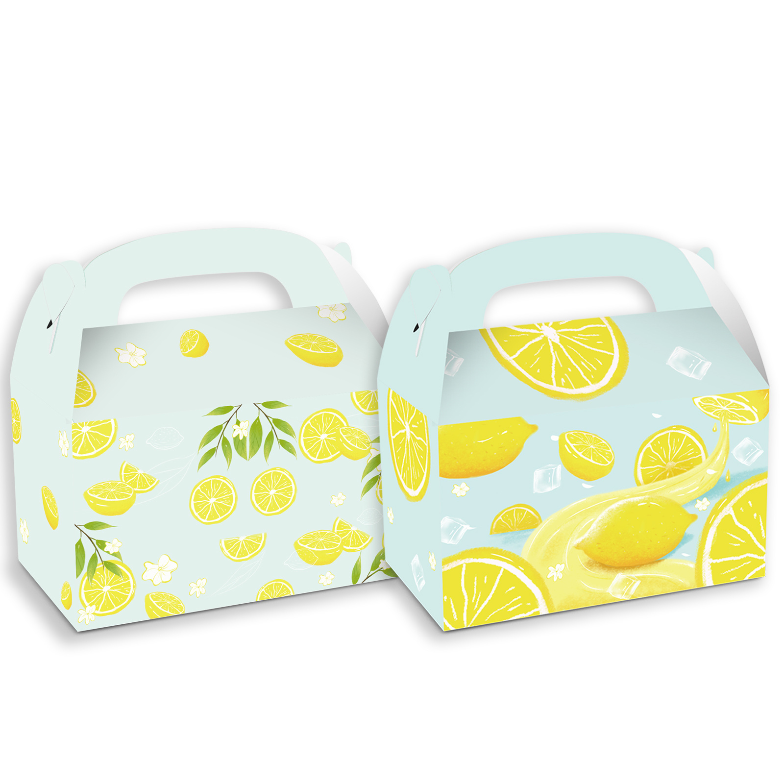 Yellow Lemon printed Design Party Foldable Kids Goodies Dessert Boxes Kraft Paper Gift Boxes