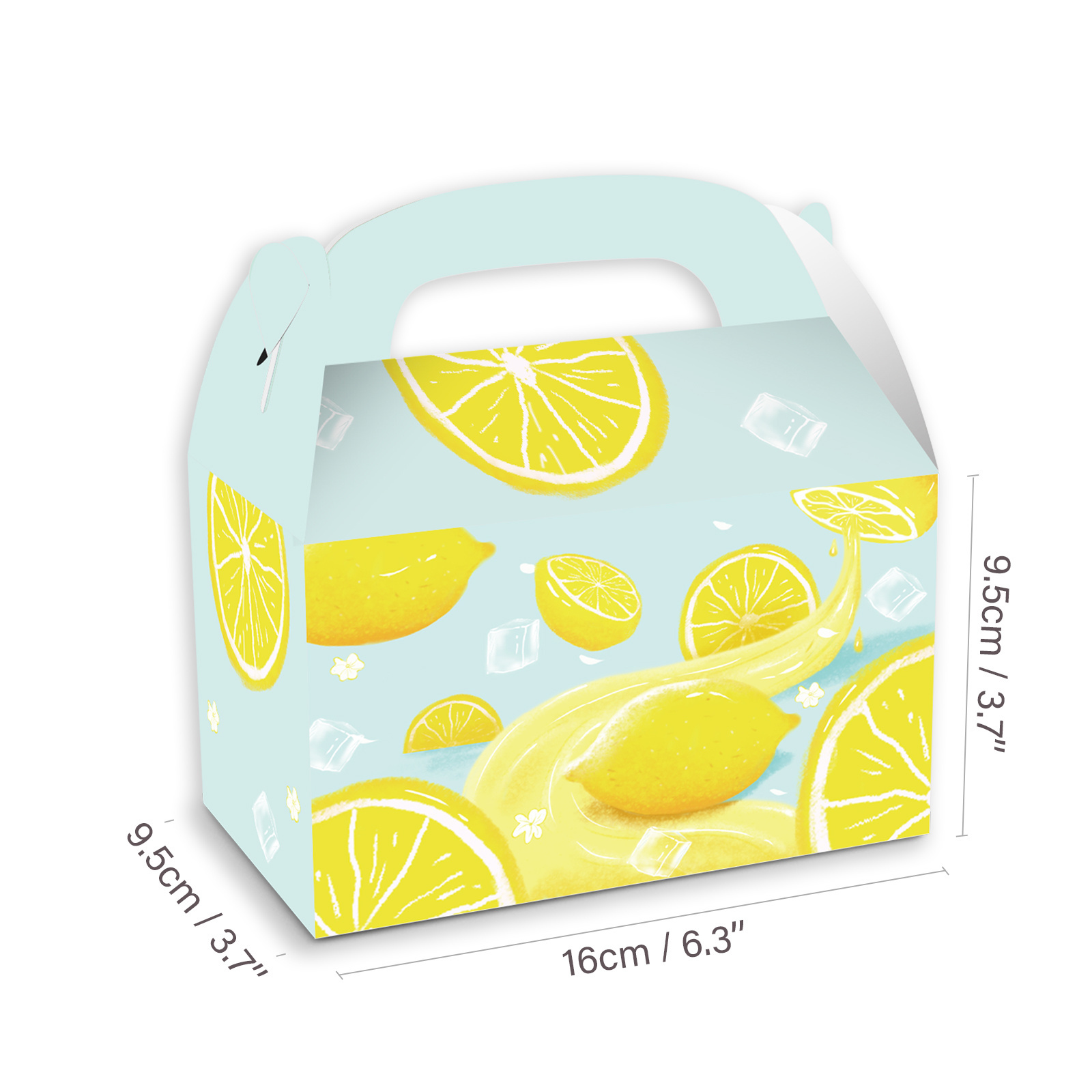 Yellow Lemon printed Design Party Foldable Kids Goodies Dessert Boxes Kraft Paper Gift Boxes