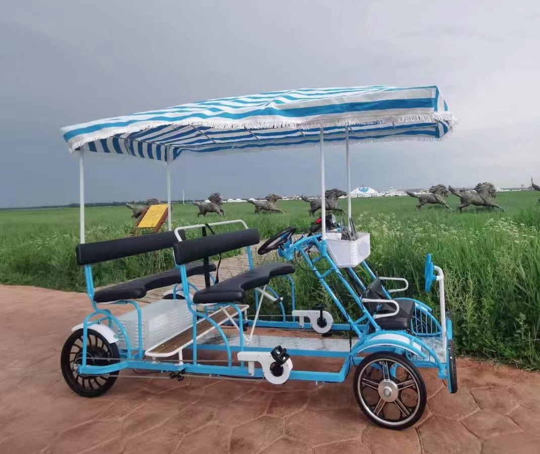 sightseeing vehicle 4 wheel adult tandem bike now 1 piece quadricycle 4 people ride recumbent tandem bicycle