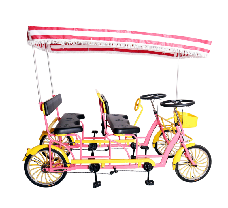 Family Fun Touring Pedal 4 wheel Bicycles 4 Person Surrey Bike/Quadricycle/4 Person Tandem Bike for rental