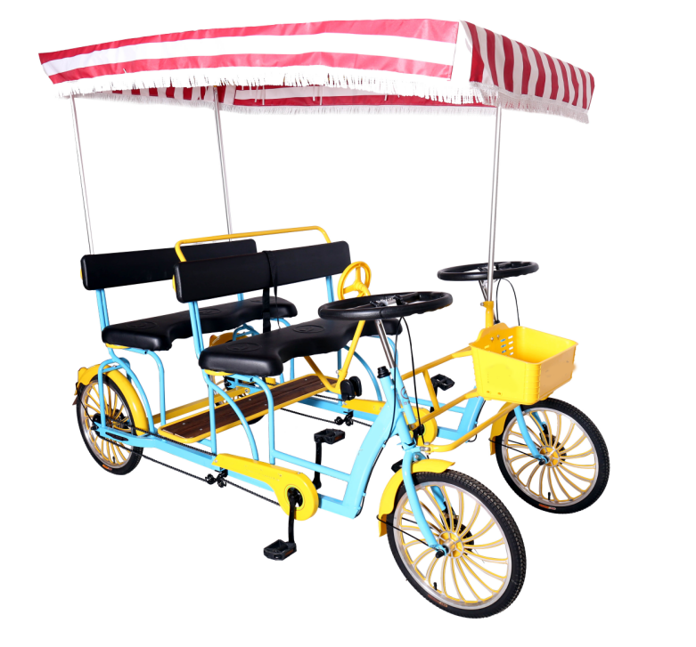 Family Fun Touring Pedal 4 wheel Bicycles 4 Person Surrey Bike/Quadricycle/4 Person Tandem Bike for rental