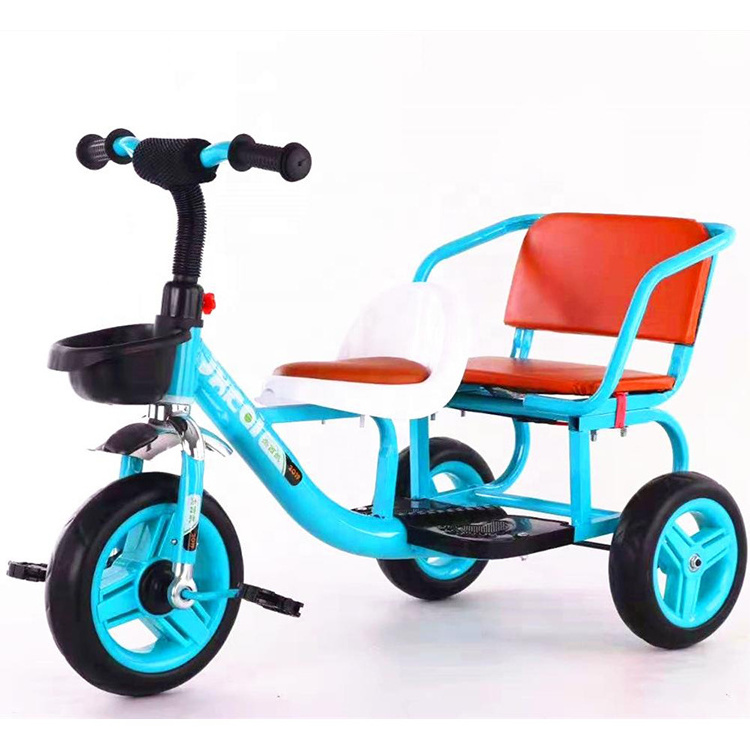 2022 factory wholesale kids double seat tricycle two seats baby tricycle kids ride on car with back seat