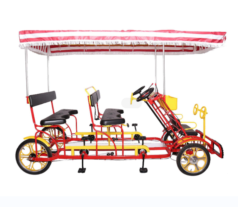 Family Fun Touring Pedal 4 wheel Bicycles 4 Person Surrey Bike/Quadricycle/4 Person Tandem Bike for rental