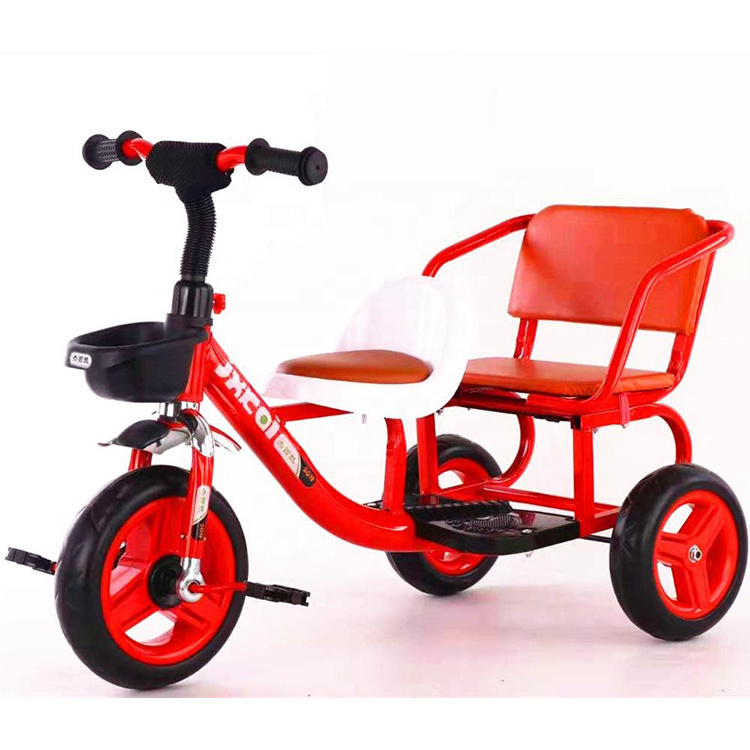 2022 factory wholesale kids double seat tricycle two seats baby tricycle kids ride on car with back seat