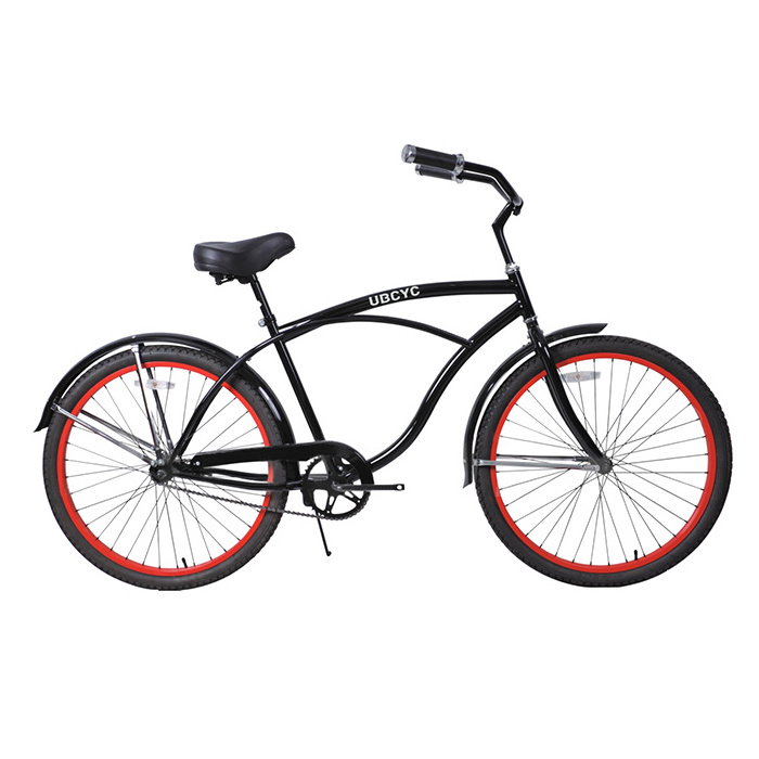 hot steel frame black 26 inch for men v brake adult chopper bicycle easy to ride beach cruiser bike for women