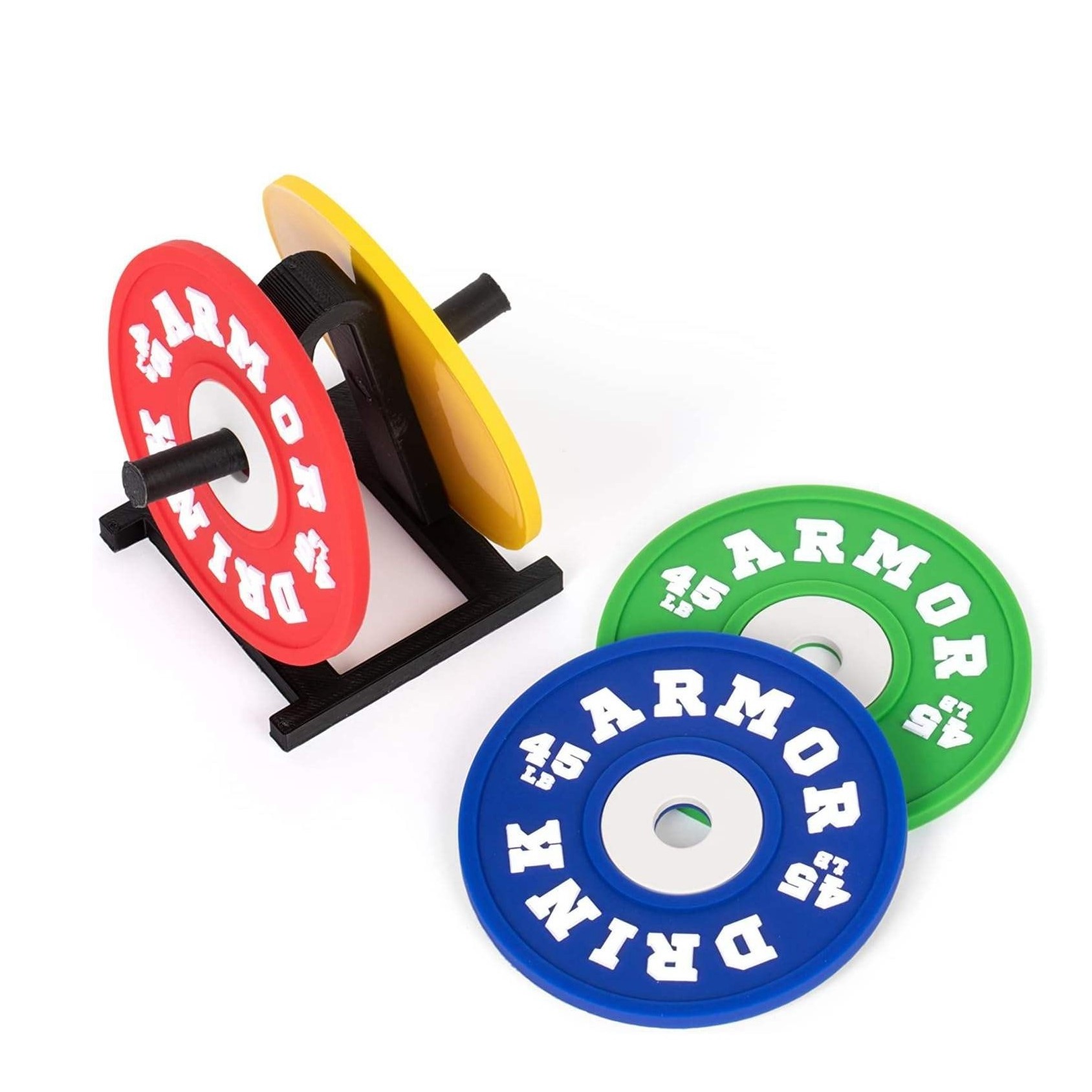 Factory Direct Custom Logo Multi Color Rubber Home Hotel Gym Weight Tea Coasters 3D Miniature Toy Barbell Plate Cup PVC Coaster