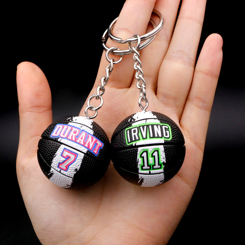 Factory custom mini basketball keychain basketball shoes key chain denver PU plastic ball keyring