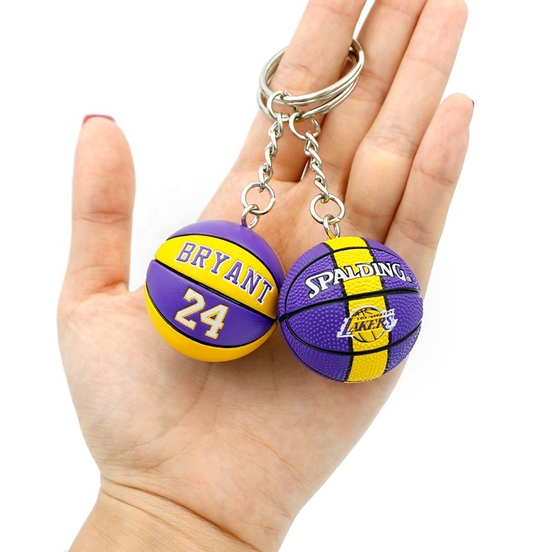 Wholesale selling 3d mini 8 plastic ball keychains nba rugby soccer basketball pu keychain