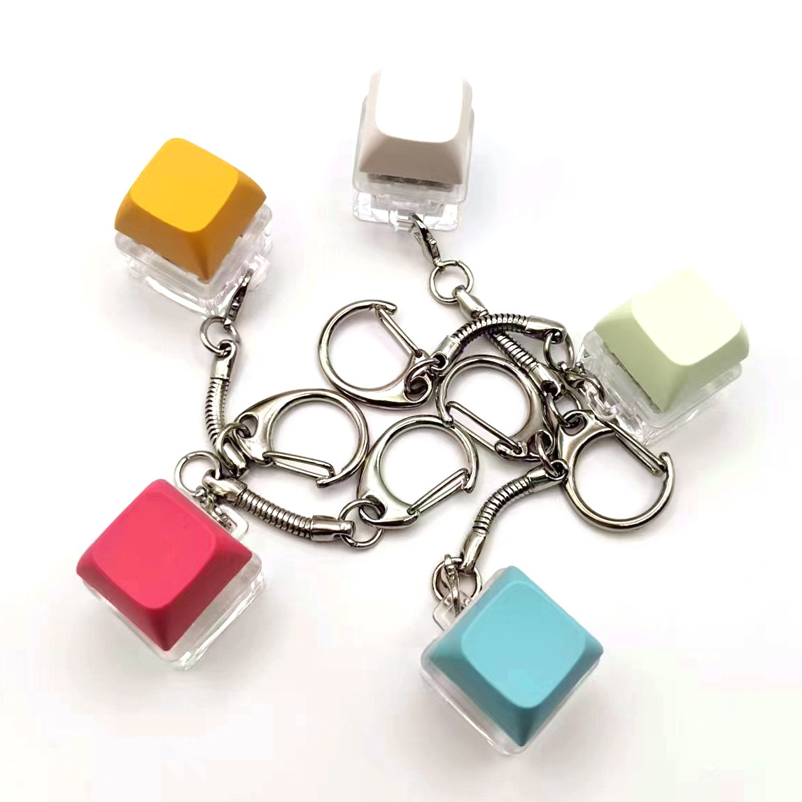 Fidget Button Keychain Square Color Key Cap Key chain Mechanical Keyboard Shaft Switch Tester Fingertip Decompression Keychain