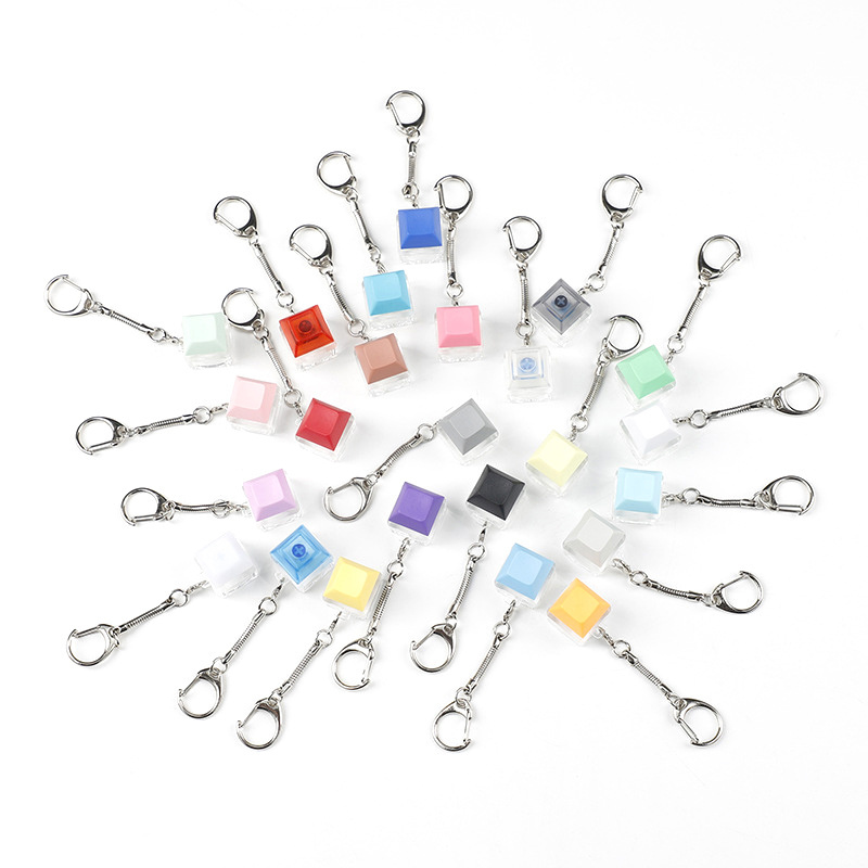 Fidget Button Keychain Square Color Key Cap Key chain Mechanical Keyboard Shaft Switch Tester Fingertip Decompression Keychain