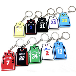 YINGXIN Bag pendant NBA star basketball jersey Kobe James figure Soft rubber flat key chain custom t-shirt shaped pvc keychain