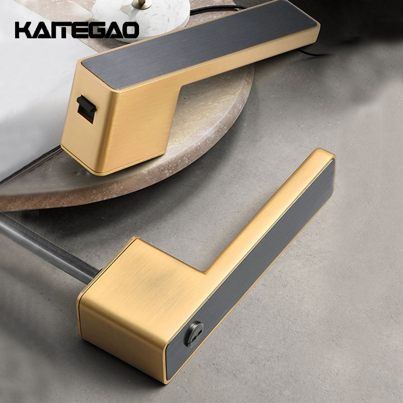 Zinc Alloy Modern Door Handle Matte Black Privacy Door Lock Square Rose Lever Handle for Bedroom Bathroom