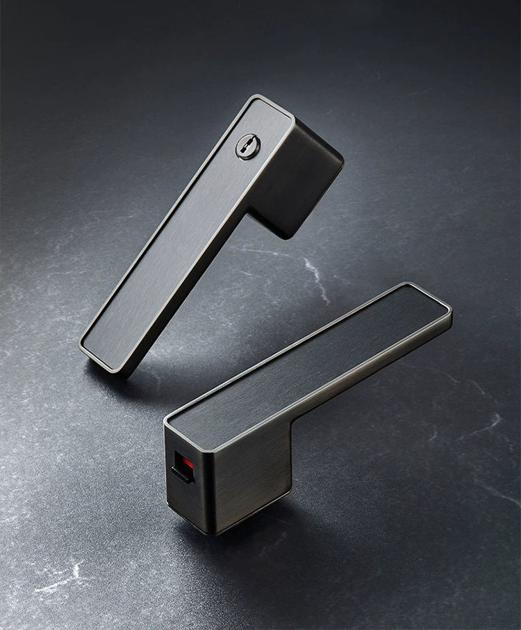 Zinc Alloy Modern Door Handle Matte Black Privacy Door Lock Square Rose Lever Handle for Bedroom Bathroom