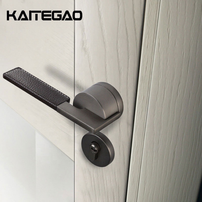 High End Luxury Modern Chrome Satin Nickel Matte Black Leather Lever Door Pull Handles for Interior Doores