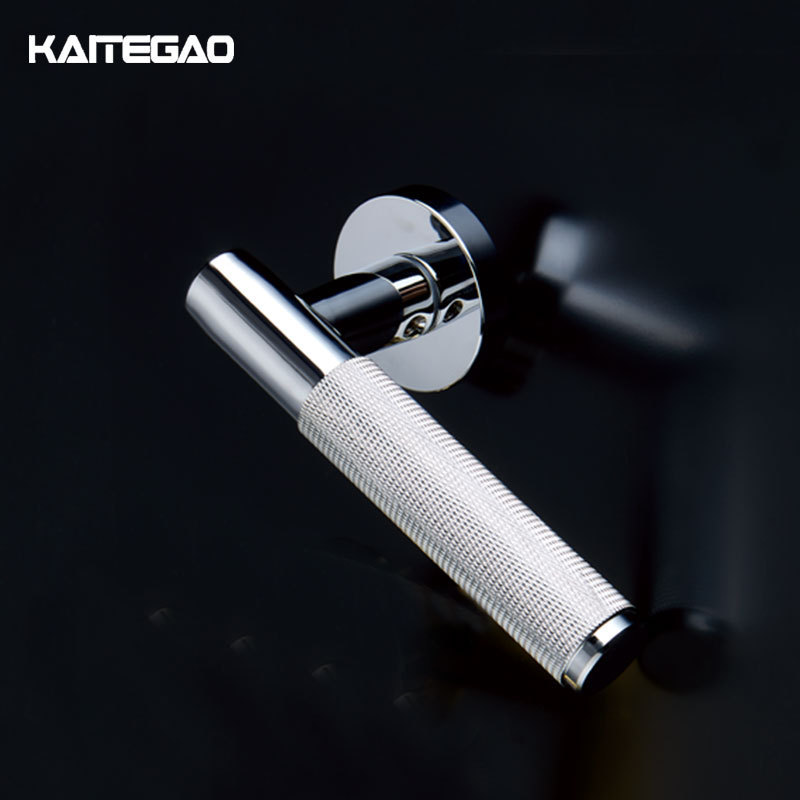 Satin Polished Chrome Knurled Door Handle Modern Luxury Stainless Steel 304 Hotel Door Handled Lock Lever Handles