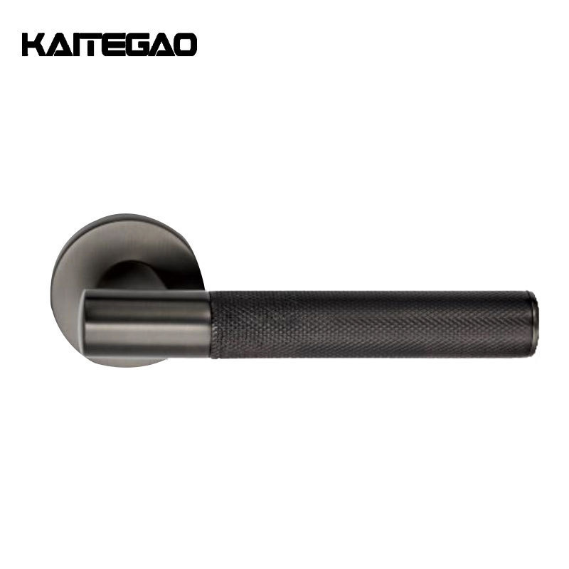 Knurled Privacy Door Lever Handle Round Knob Classical European Design Zinc Alloy Gold Interior Door Lock Handle