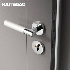 Bedroom Privacy Door Security Lock Leather Lever Handle Chrome Zinc Alloy Black Modern Interior Door Lock Handles